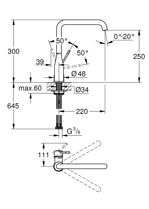 Однорычажный смеситель для мойки Grohe Essence (30505000)