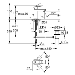 Однорычажный смеситель для раковины Grohe Eurocube S-Size (23127AL0)