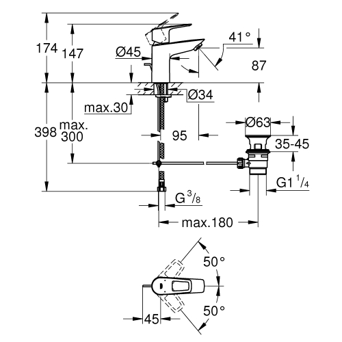 Одноважільний змішувач для раковини Grohe BauLoop New S-Size LowFlow (23877001)