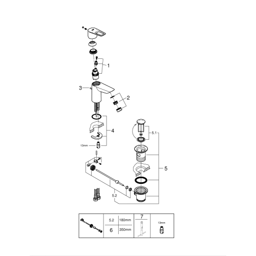 Одноважільний змішувач для раковини Grohe BauLoop New S-Size LowFlow (23877001)