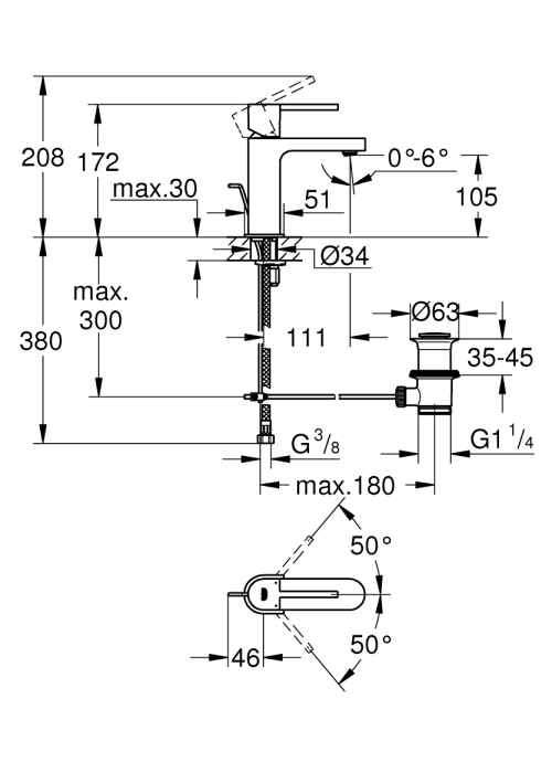 Одноважільний змішувач для раковини Grohe Plus, S-Size (32612DC3)