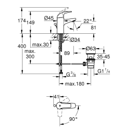 Одноважільний змішувач для раковини Grohe Start Curve S-Size (23765000)