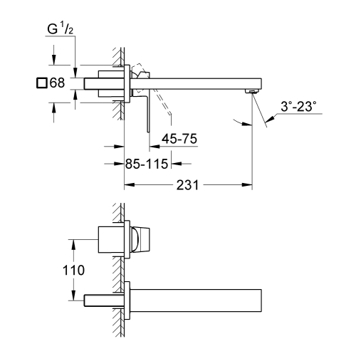 Змішувач для раковини Grohe Eurocube на 2 отвори M-Size (23447AL0) Графіт матовий
