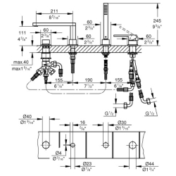 Одноважільний змішувач для ванни на 4 отвори Grohe Plus (29307DC3) Сталь