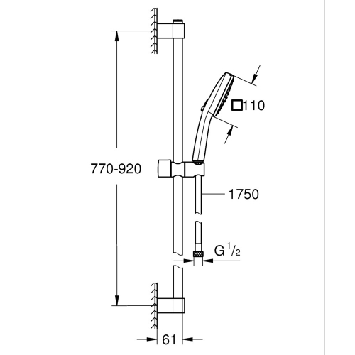 Душевая гарнітура, 2 режима струму Grohe Tempesta Cube 110 (26908003)