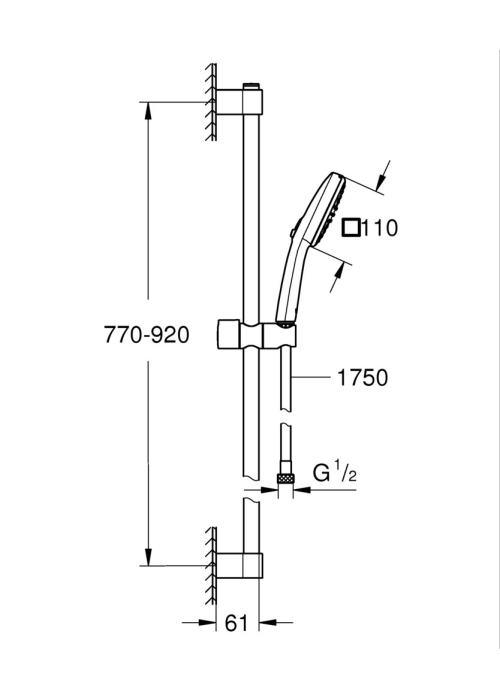 Душевой гарнитур, 2 режима тока Grohe Tempesta Cube 110 (26908003)
