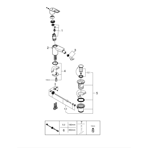 Одноважільний змішувач для біде Grohe BauLoop New (23338001)