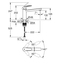 Одноважільний змішувач для мийки Grohe Eurosmart (30463DC0)