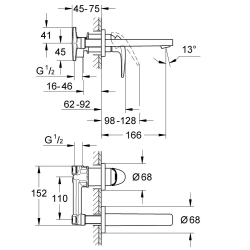 Смеситель для раковины Grohe BauCurve на 2 отверстия S-Size (20288000)