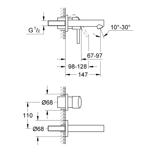 Змішувач для раковини Grohe Concetto на 2 отвори S-Size (19575001)