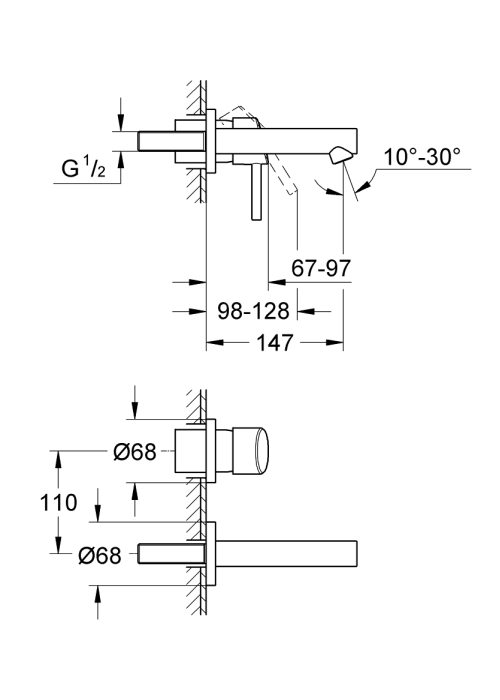 Смеситель для раковины Grohe Concetto на 2 отверстия S-Size (19575001)