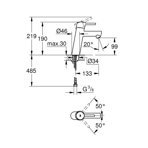 Однорычажный смеситель для раковины Grohe Concetto M-Size (23451001)