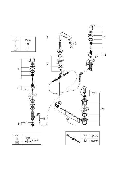 Смеситель для раковины Grohe Lineare на 3 отверстия, M-Size (20304001)