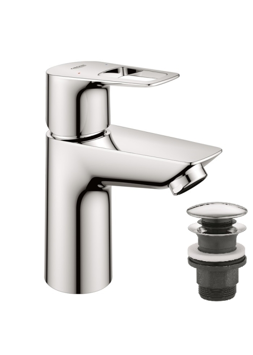Однорычажный смеситель для раковины Grohe BauLoop New S-Size LowFlow + нажимной донный клапан (23879001)
