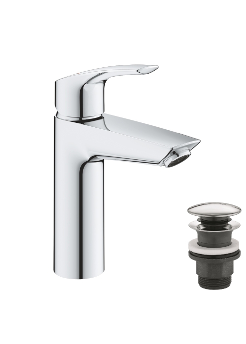 Однорычажный смеситель для раковины Grohe Eurosmart New M-Size + нажимной донный клапан (23923003)