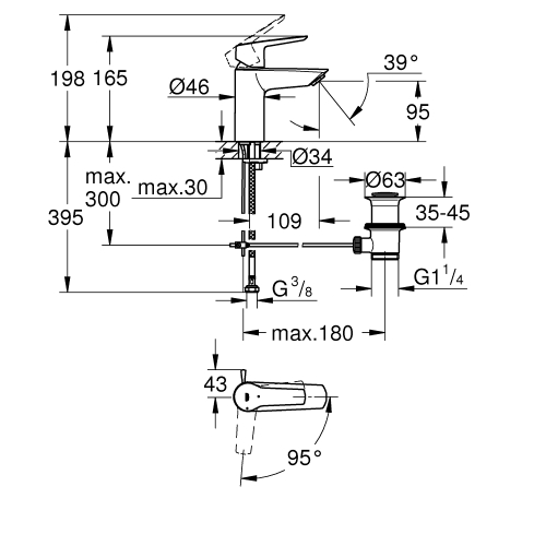 Одноважільний змішувач для раковини Grohe Start S-Size (31137002)
