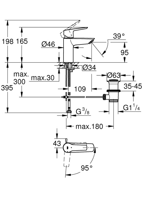 Однорычажный смеситель для раковины Grohe Start S-Size (31137002)