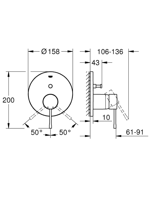 Одноважільний змішувач із перемикачем на 2 положення Grohe Essence (24058A01)