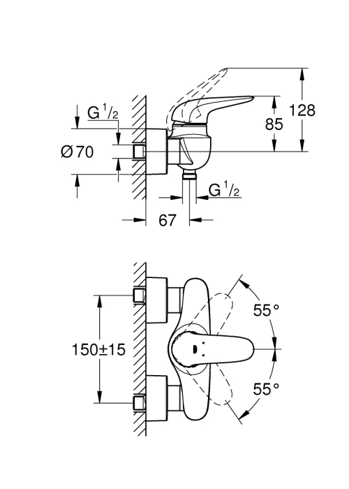 Однорычажный смеситель для душа Grohe Wave (32287001)