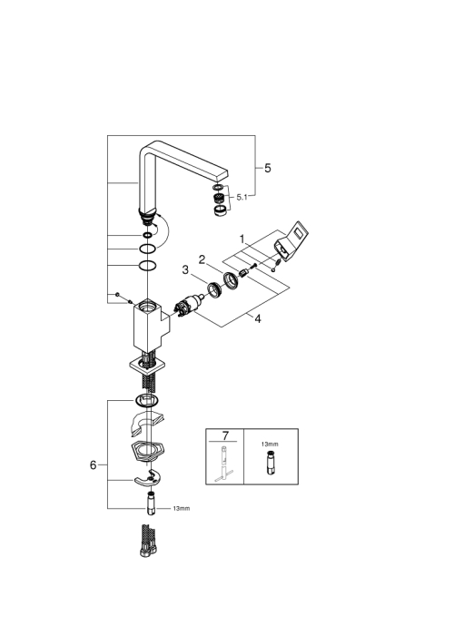 Одноважільний змішувач для мийки Grohe Eurocube (31255DC0)