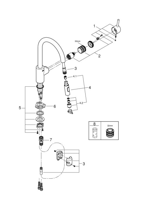 Однорычажный смеситель для мойки Grohe Concetto (31483DC2)