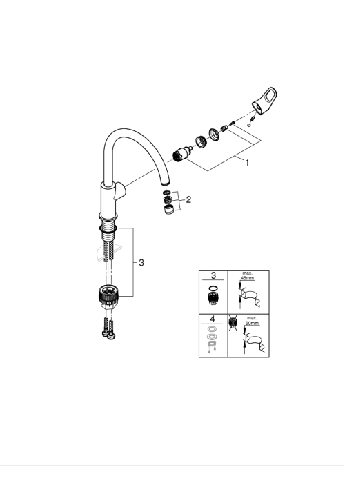 Однорычажный смеситель для мойки Grohe BauFlow (31538001)