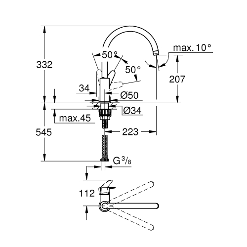 Одноважільний змішувач для мийки Grohe Start Curve (31554001)