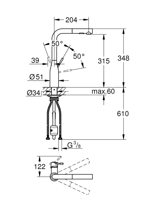 Однорычажный смеситель для мойки Grohe Essence (30504DC0)