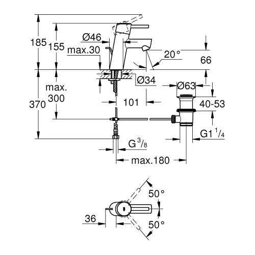Однорычажный смеситель для раковины Grohe Concetto S-Size (32204001)