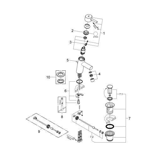 Однорычажный смеситель для раковины Grohe Concetto S-Size (32204001)