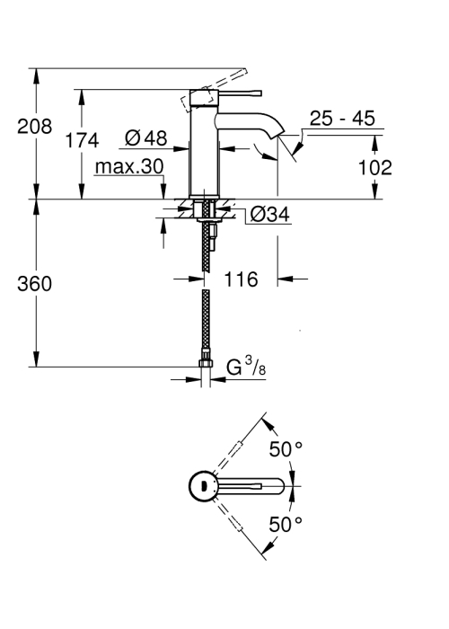 Однорычажный смеситель для раковины Grohe Essence S-Size (23590DA1)