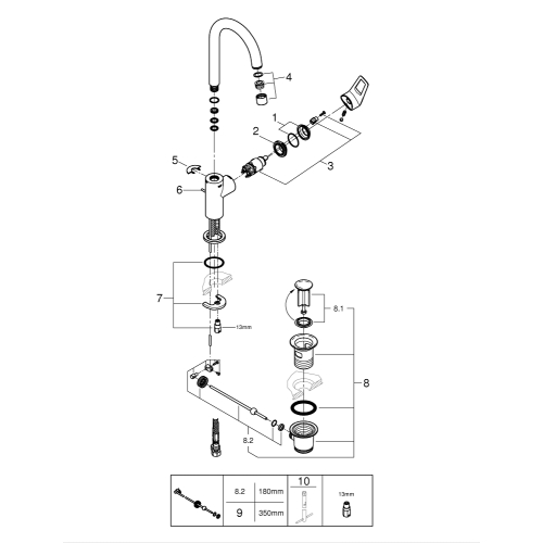 Одноважільний змішувач для раковини Grohe BauLoop New L-Size (23763001)