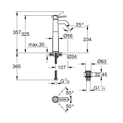 Однорычажный смеситель для раковины Grohe Start Classic XL-Size (23784000)