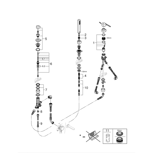 Одноважільний змішувач на ванну на три отвори Grohe Plus (23845003)