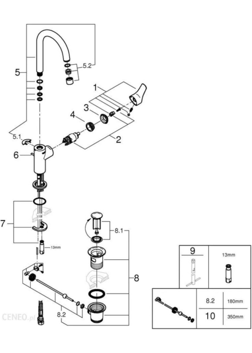 Смеситель для раковины L-размера Grohe QuickFix Start 24203002