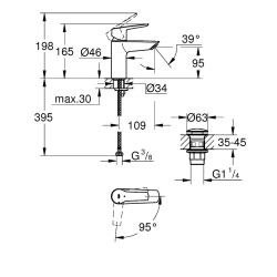 Змішувач для раковини S-розміру Grohe QuickFix Start 23551002