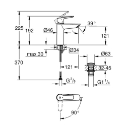 Змішувач для раковини M-розміру Grohe QuickFix Start 23746002