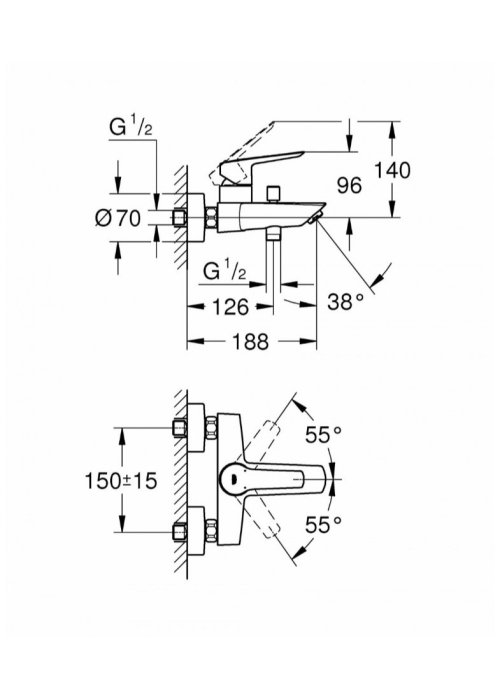 Смеситель для ванны Grohe QuickFix Start 24206002