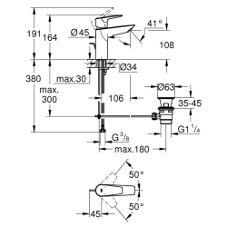 Смеситель для раковины M-размера Grohe QuickFix Start Edge 24200001