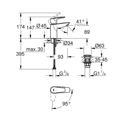 Змішувач для раковини S-розміру Grohe QuickFix Start Edge 23900001