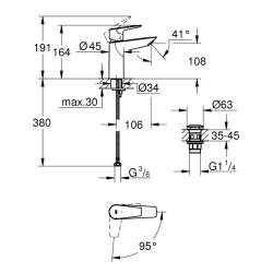 Смеситель для раковины M-размера Grohe QuickFix Start Edge 23909001