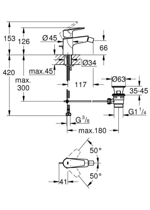 Змішувач для біде Grohe QuickFix Start Edge 23345001