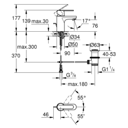 Змішувач для раковини S-розміру Grohe QuickFix Get 32883000