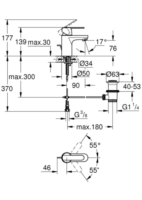 Змішувач для раковини S-розміру Grohe QuickFix Get 32883000