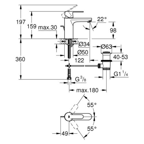 Змішувач для раковини M-розміру Grohe QuickFix Get 23454000