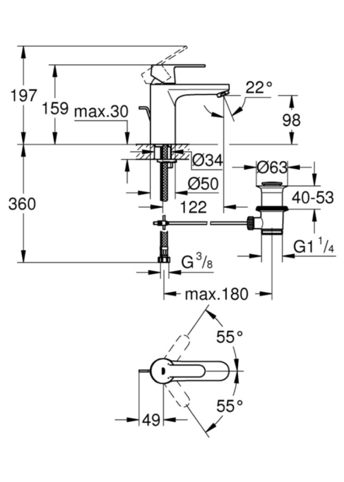 Змішувач для раковини M-розміру Grohe QuickFix Get 23454000