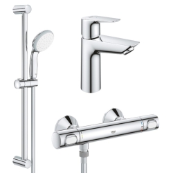 Комплект змішувачів для душу з термостатом Grohe QuickFix Precision Flow&Start Edge ColdStart UA202503TE