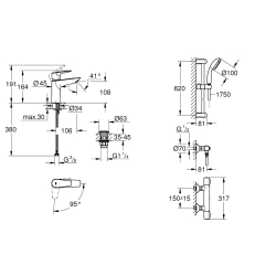 Комплект змішувачів для душу з термостатом Grohe QuickFix Precision Flow&Start Edge ColdStart UA202503TE