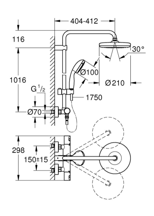 Душова система з термостатом для душа Grohe Vitalio Start Shower System 27960001