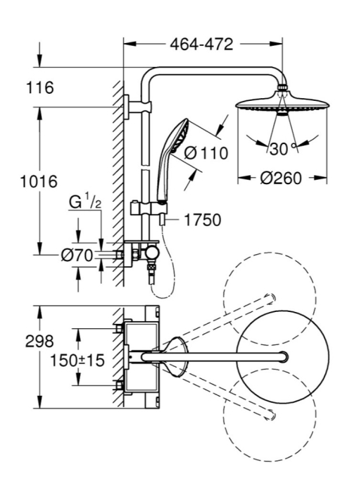 Душова система з термостатом для душа Grohe QuickFix Vitalio Joy Shower System 26403001